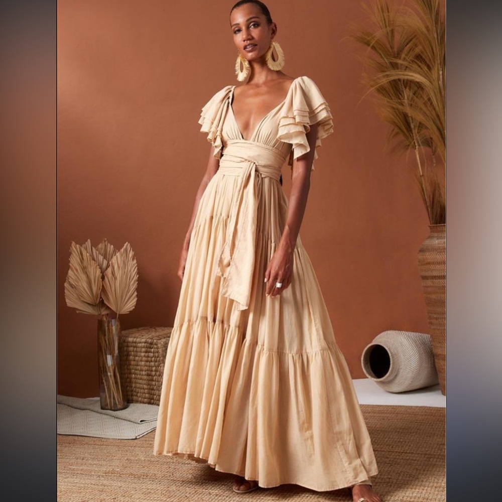 Erika Peña O/S vale dress in warm sand Brand New